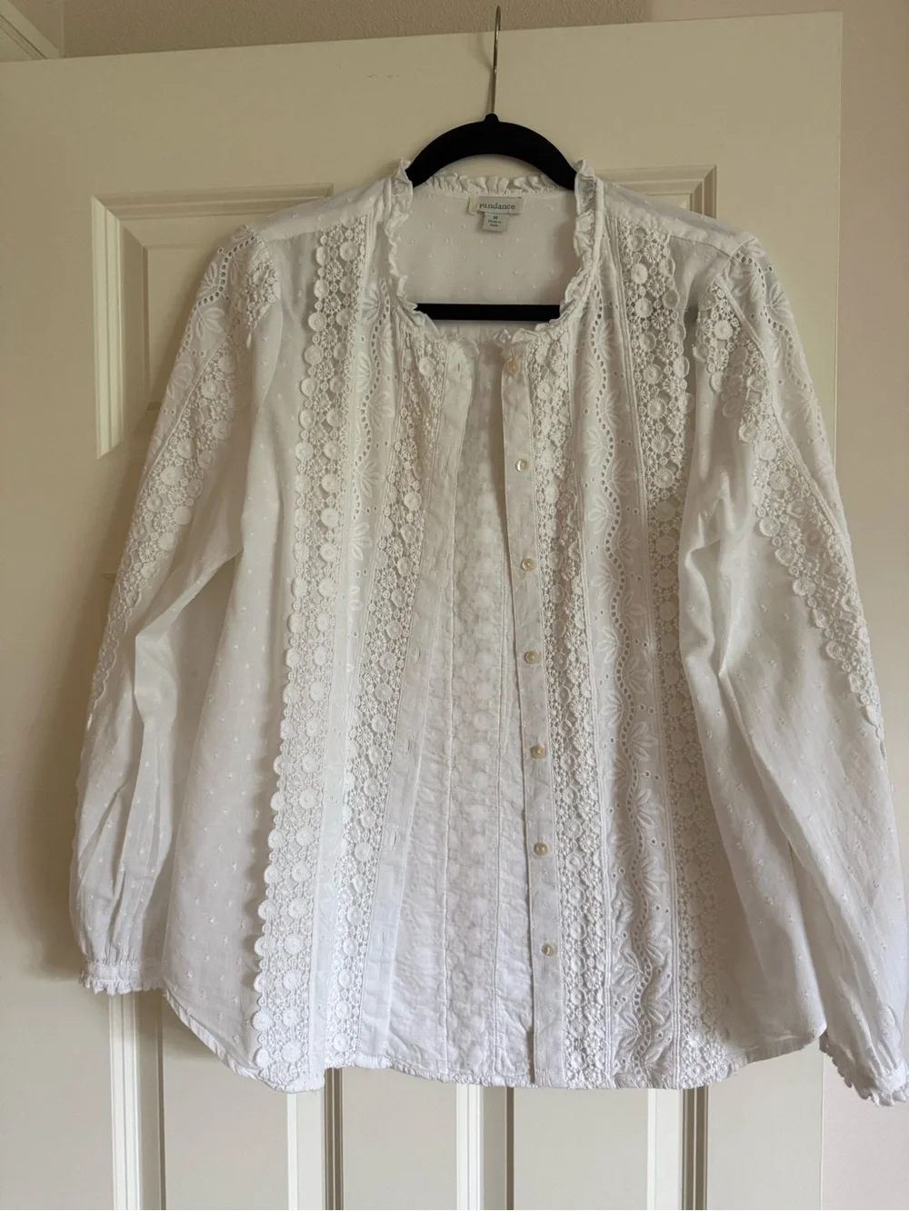 Sundance White Eyelet Lace Button-Front Blouse - Picture 1 of 2